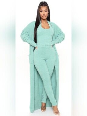 Fashion Nova Sage 3-Piece Keep Me Cozy Fuzzy Legging Set